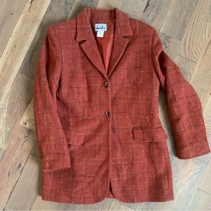David N. Vintage Wool Orange Speckled Mohair Blazer Size 12